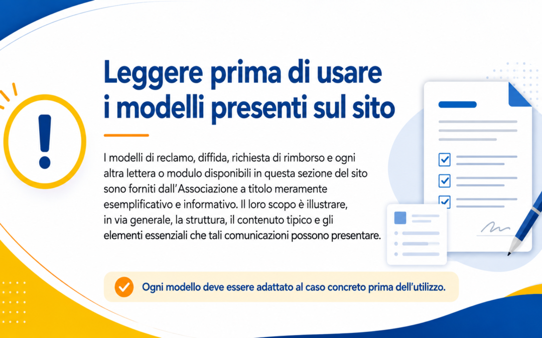 Informativa sull'utilizzo dei modelli e delle lettere disponibili sul sito