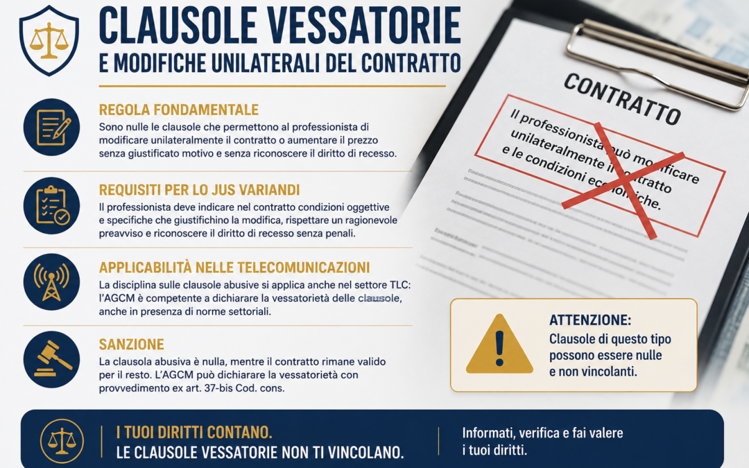 CLAUSOLE VESSATORIE E MODIFICHE UNILATERALI DEL CONTRATTO